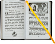 Open book with religious text and images, featuring a prayer to St. Joseph.
