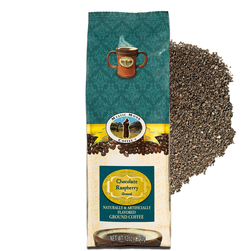 Chocolate Raspberry Flavored Coffee by Mystic Monk | Brewed by Carmelite Monks, 12 oz.
