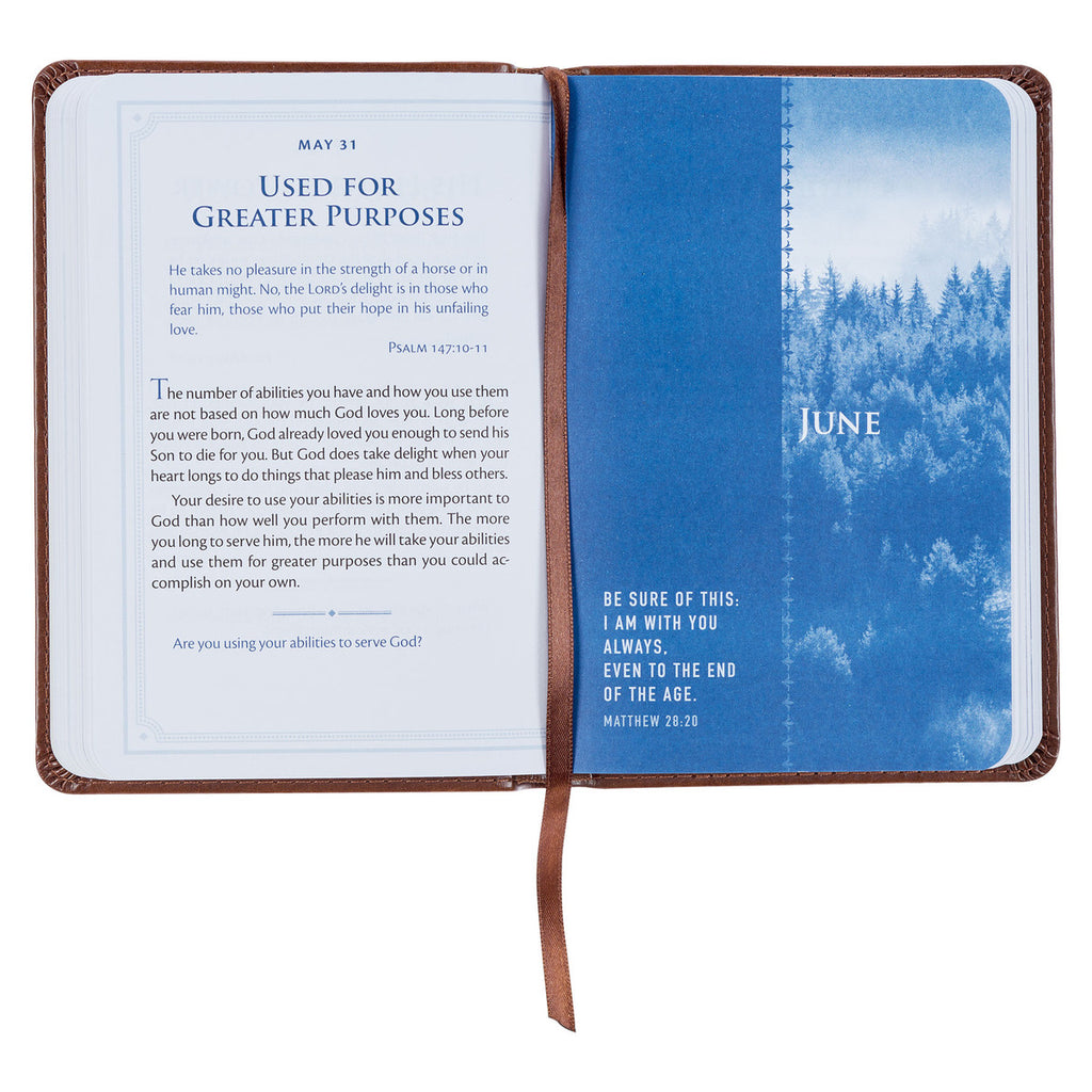 Be Strong and Steadfast Brown Faux Leather Daily Devotional