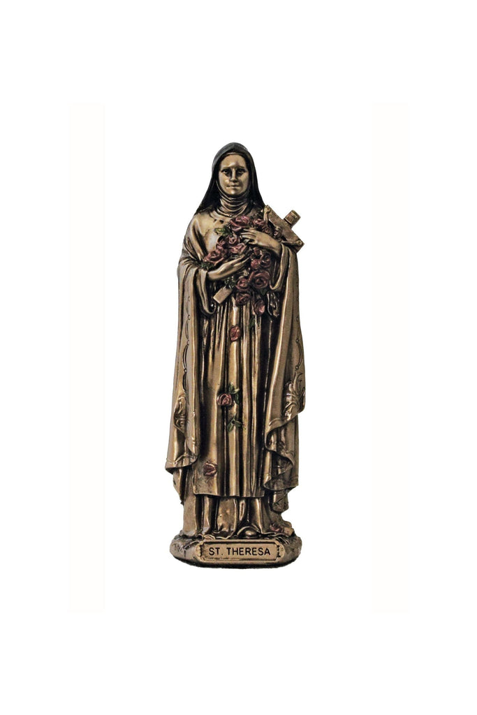 Therese - St. Therese in lightly hand-painted cold cast bronze 3.5"