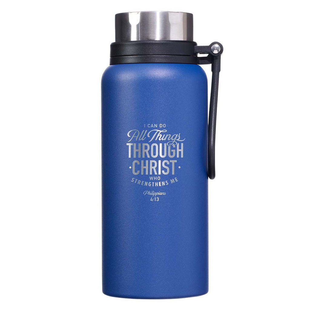 I Can Do All Things Blue Stainless Steel Water Bottle - Philippians 4:13