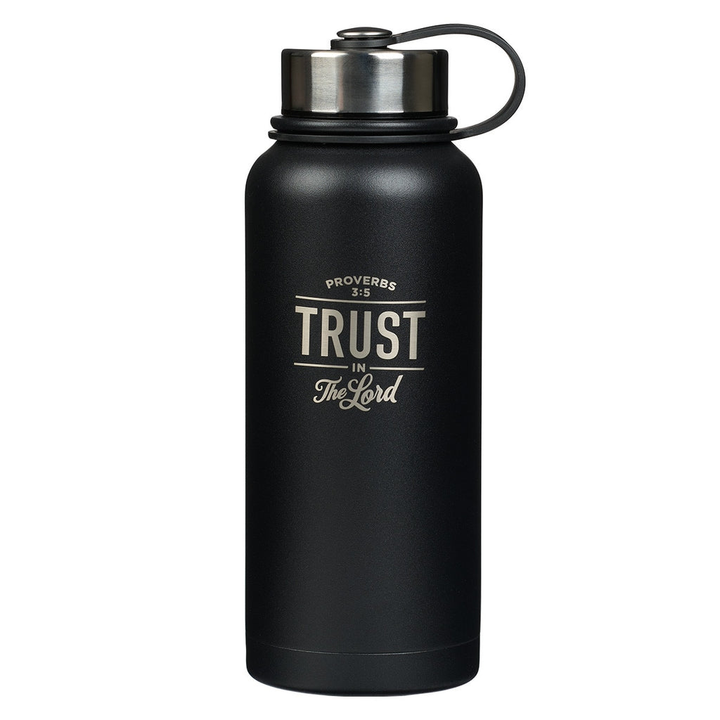 Trust in the Lord Black Stainless Steel Water Bottle - Proverbs 3:5