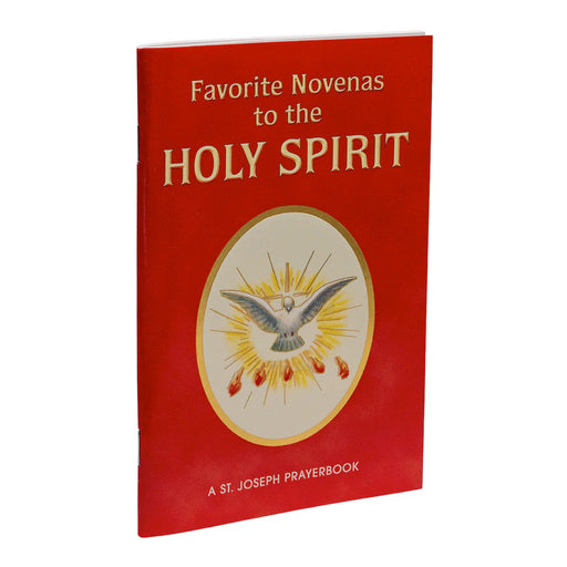 Red paperback booklet with an image of the Holy Spirit descending in fire.