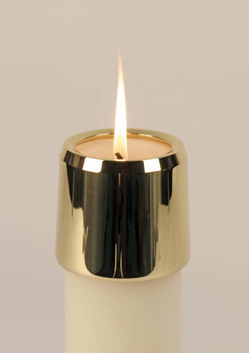 3" Bright Brass Candle Follower for Large Sanctuary Candles | Koley's Inc.