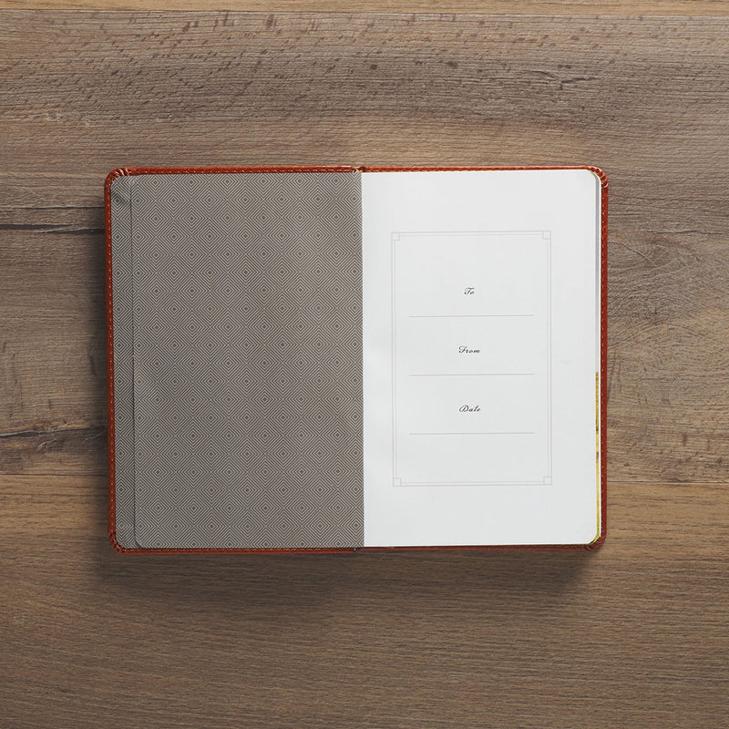 Comforted by God Honey-Brown Faux Leather Devotional Gift Book