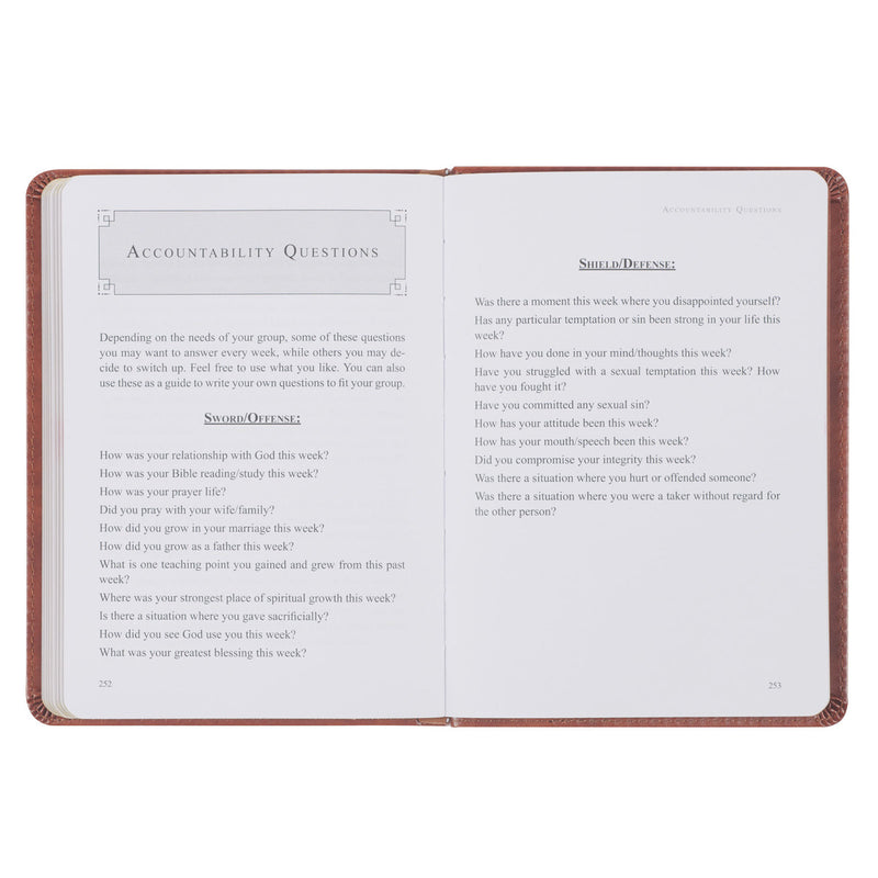 The Sword and Shield Saddle Tan Faux Leather Devotional