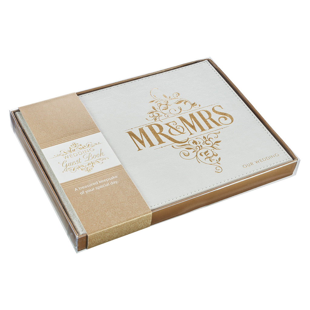 White Lace Mr. & Mrs. Wedding Guest Book