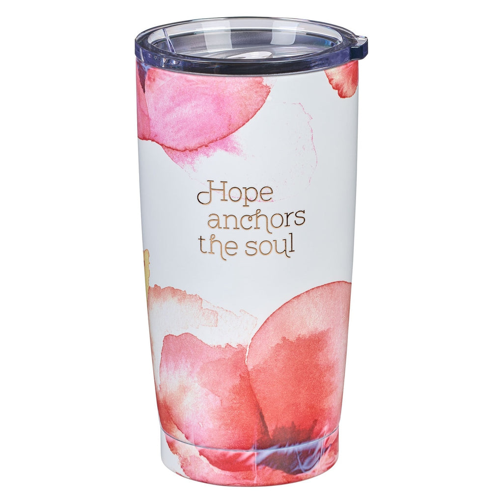 Hope Anchors the Soul Coral Poppies Stainless Steel Travel Mug