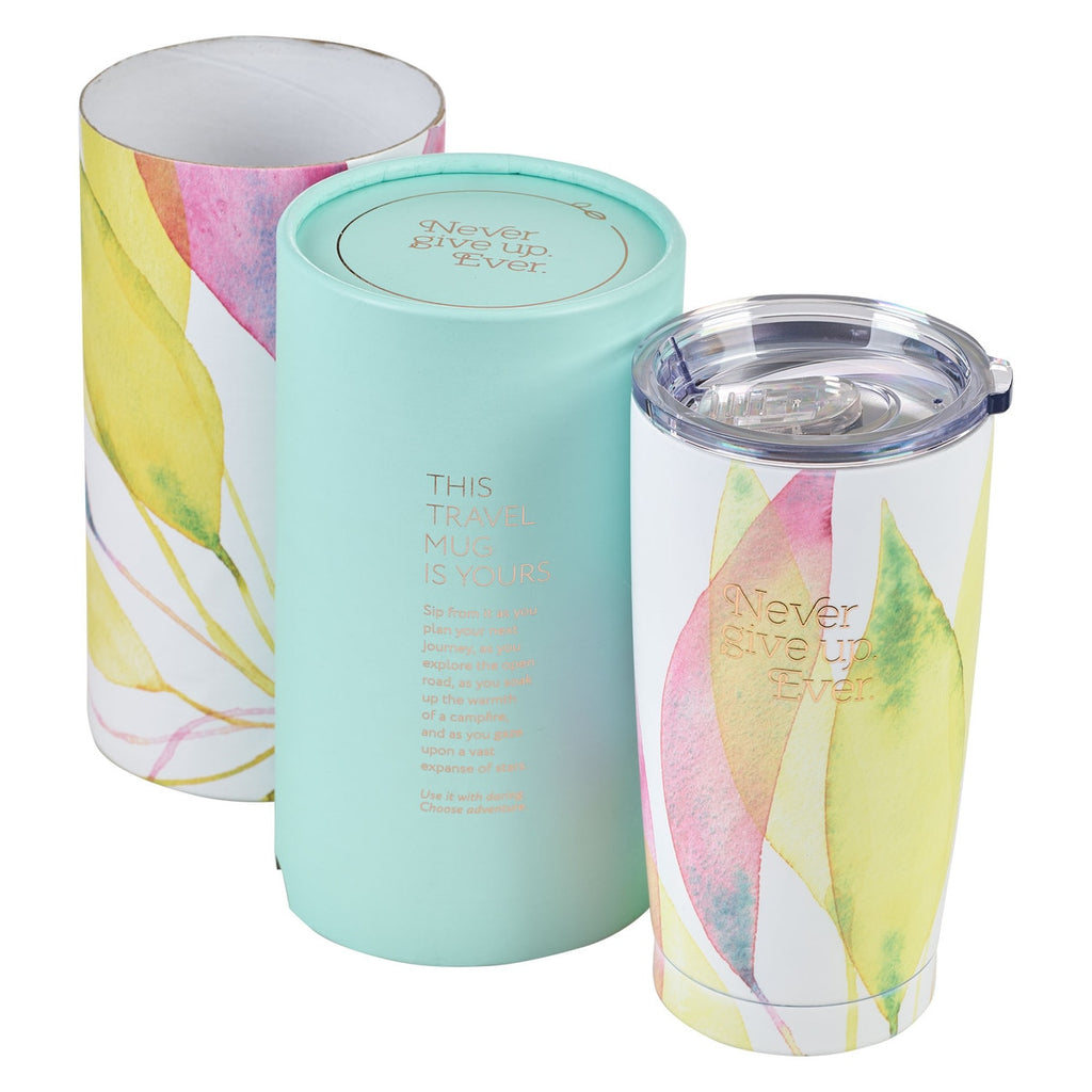 Never Give Up Citrus Leaves Stainless Steel Travel Mug