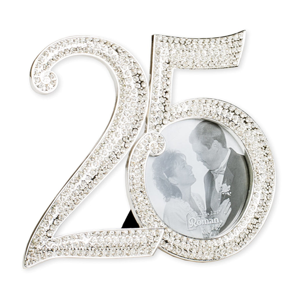 25th Rhinestone Frame 4.25"H