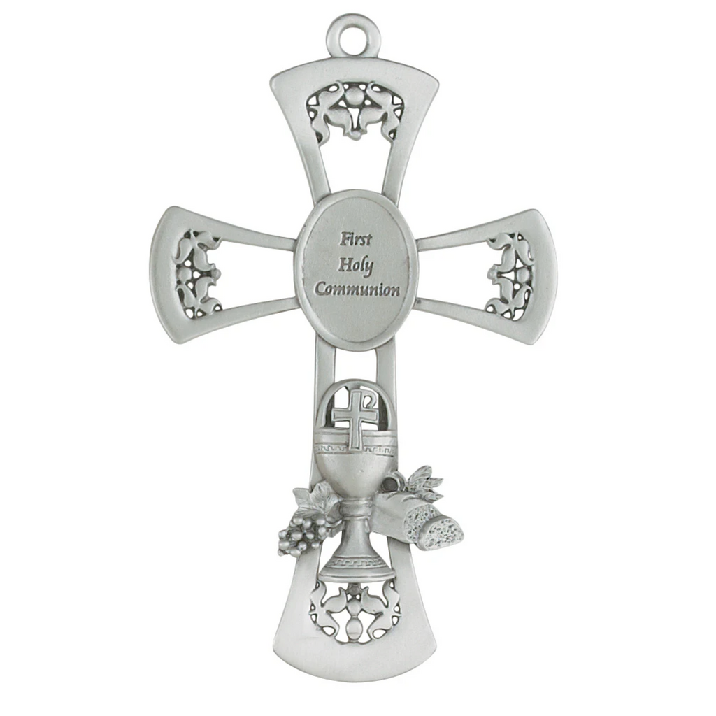 Cross 6in Pewter Communion Cross Box