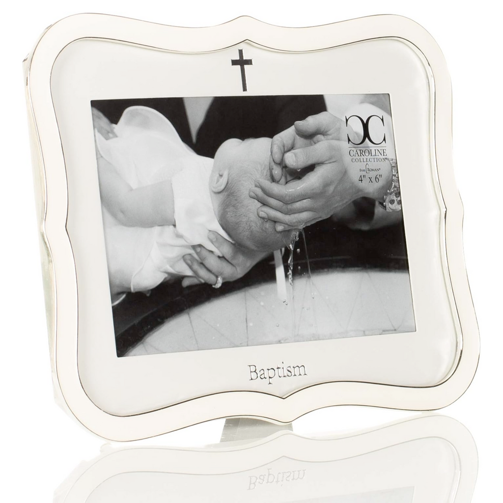 Baptism Frame White 8.25"H