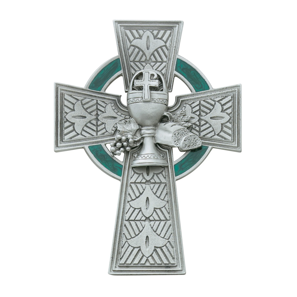 Cross 4.75in Pewter Communion Celtic Cross Box