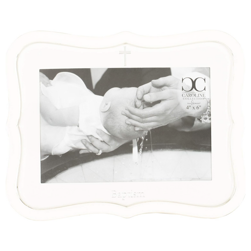 Baptism Frame White 8.25"H