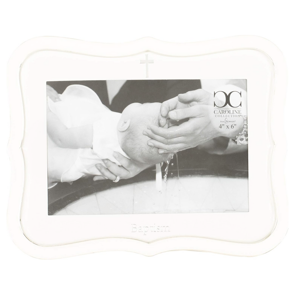 Baptism Frame White 8.25"H