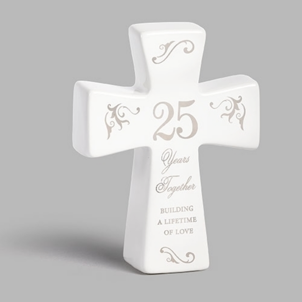 25 Years Together Ceramic Anniversary Cross