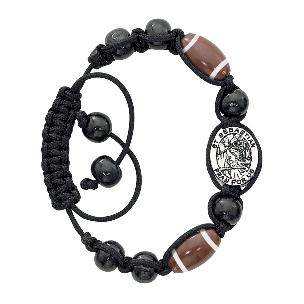 Sebastian Bracelet - St. Sebastian Adjustable Football Bracelet Carded