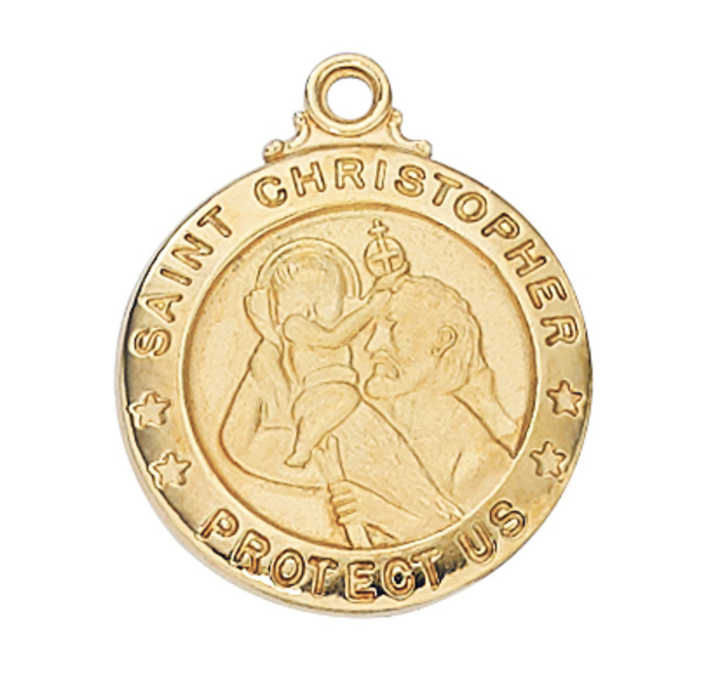 St. Christopher Medal - Gold over Sterling