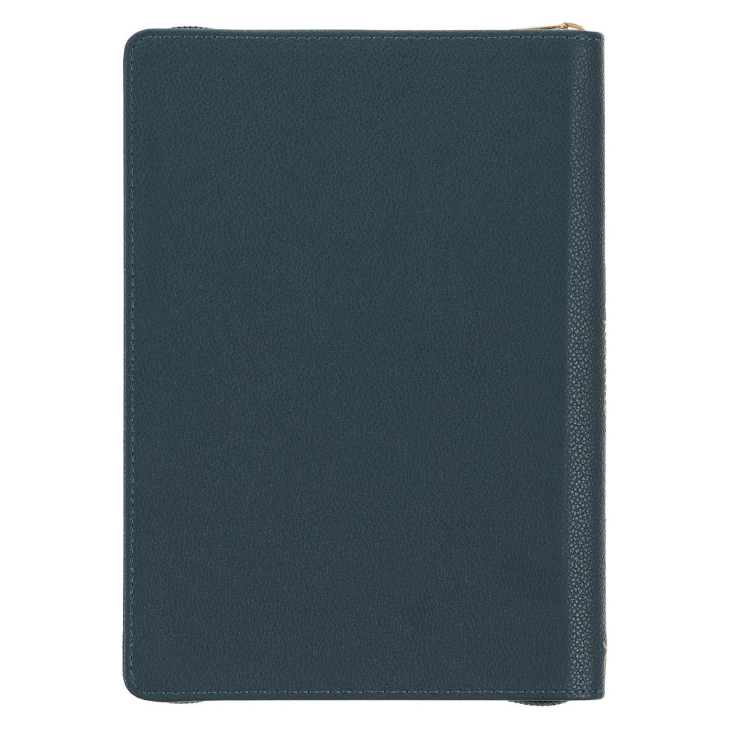 All Things are Possible Teal Tourmaline Faux Leather Journal with Zipper Closure - Matthew 19:26