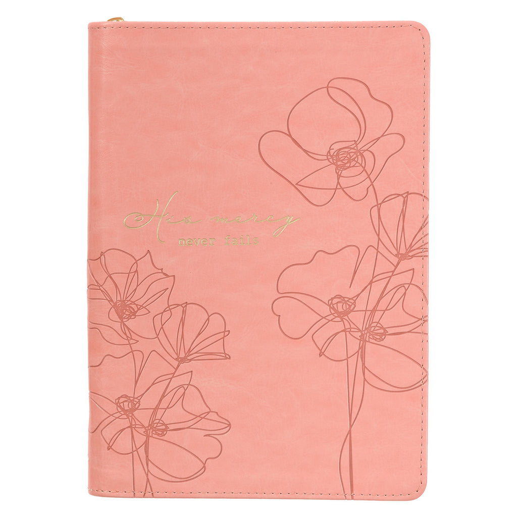 Mercy Blossom Pink Faux Leather Journal with Zipper Closure