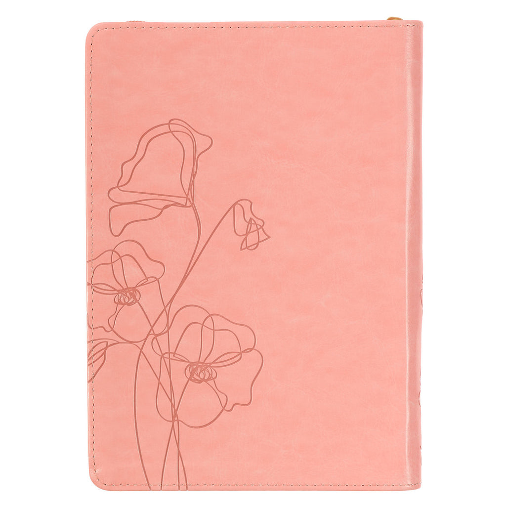 Mercy Blossom Pink Faux Leather Journal with Zipper Closure