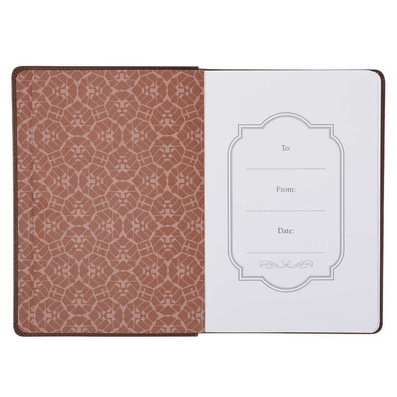 Lionface Strength and Courage Brown Faux Leather Classic Journal - Joshua 1:9