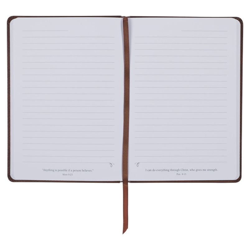 Lionface Strength and Courage Brown Faux Leather Classic Journal - Joshua 1:9
