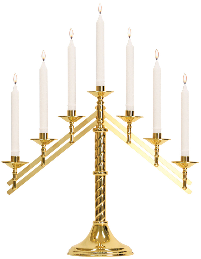 7-Light Altar Candelabra | 18" H, 7" Base, Adjustable Arms | K-1132-7 | Koley's Inc.