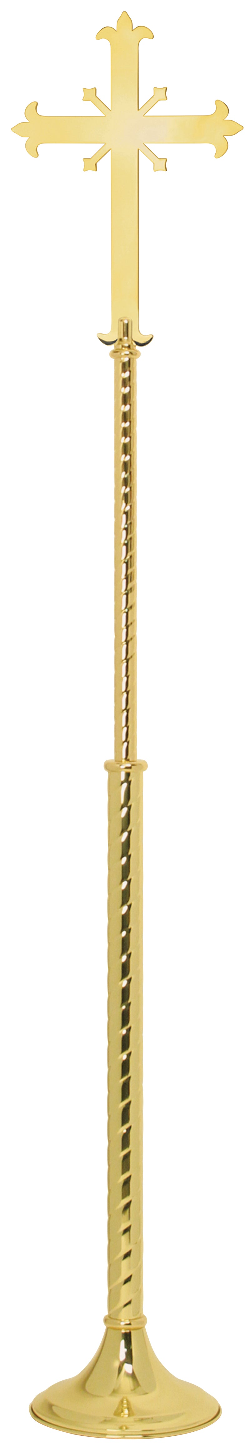 Polished Brass Fleur-de-Lis Processional Cross | 80" H, 13" x 19" Cross | K-1137 | Koley's Inc.