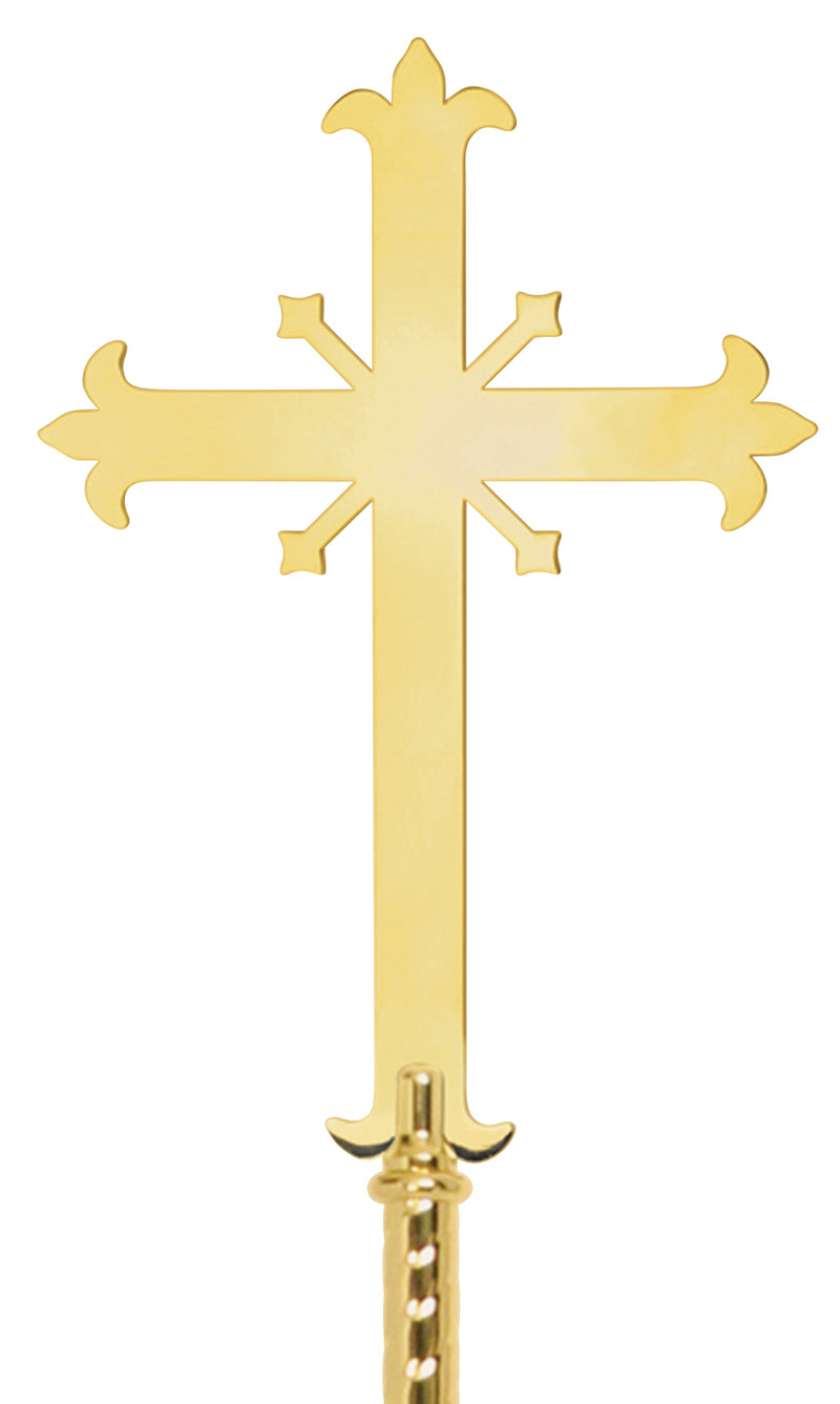 Polished Brass Fleur-de-Lis Processional Cross | 80" H, 13" x 19" Cross | K-1137 | Koley's Inc.