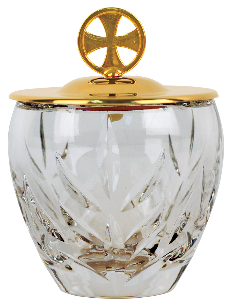 Crystal Ablution Cup with 24K Gold Plated Cross Cover | Koleys Inc.