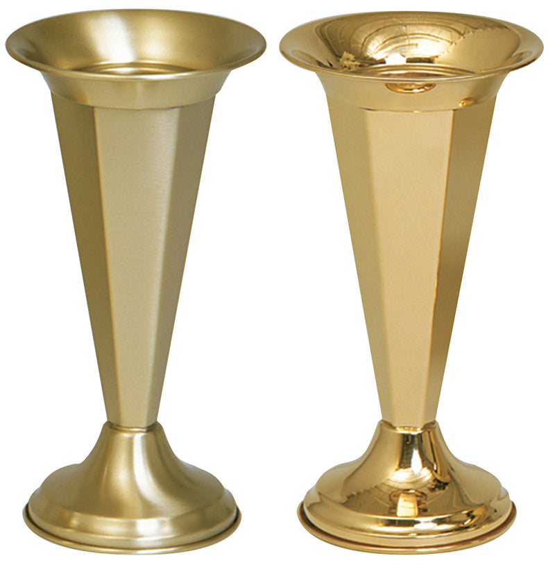 Satin Brass Altar Vase with Aluminum Liner, 12"H | Koley's Inc.