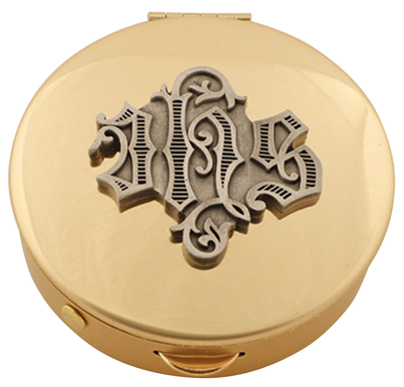 Pyx, Brass with IHS Medallion, 25-Host | Koley's Inc.