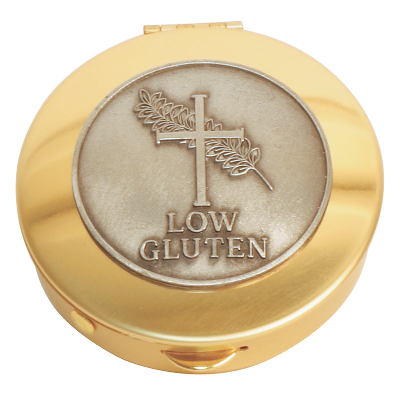 Low Gluten Host Pyx, Brass with Low Gluten Medallion, 12-Host Cap | Koley's Inc.