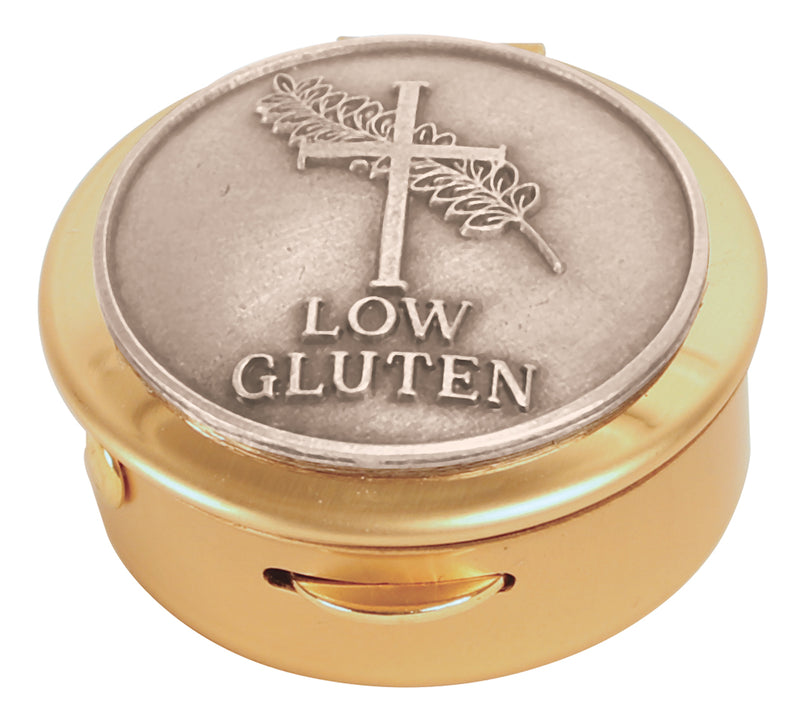 Low Gluten Host Pyx, Brass with Low Gluten Medallion, 8-Host Cap | Koley's Inc.