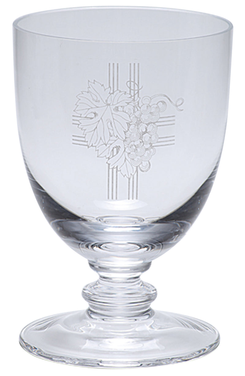 Glass Chalice 6.5 inch Etched Cross Grape Vine 16 oz | Koley's Inc.