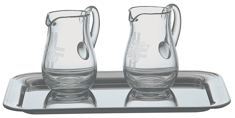 Crystal Cruet Set with Stainless Steel Tray, 4 oz. | Koley's Inc.