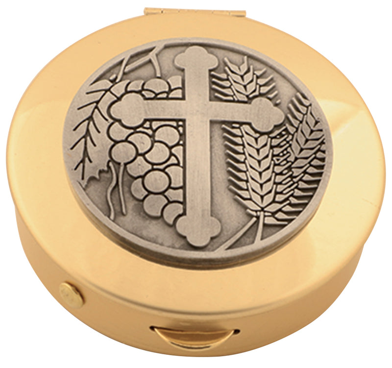 Brass Pyx with Cross Medallion, 25-Host Capacity | Koley's Inc.