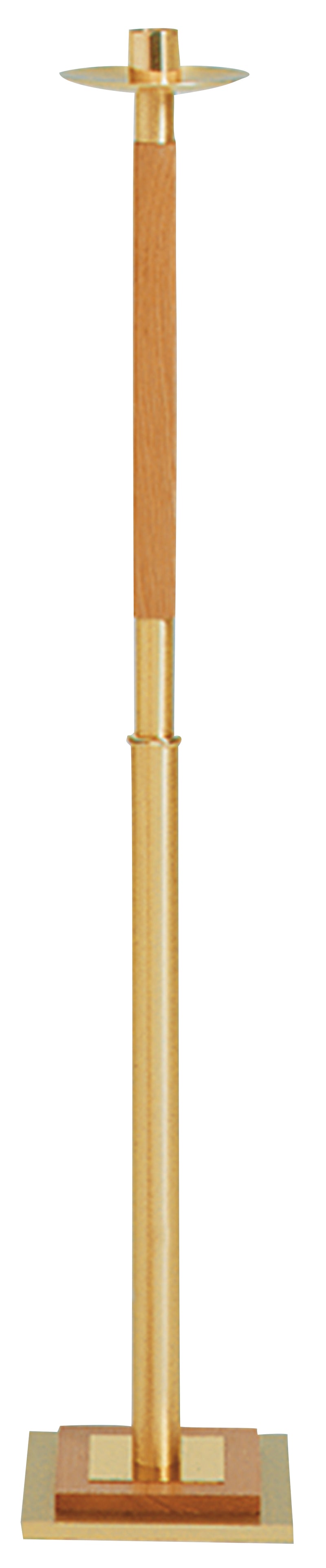 Oak and Satin Brass Processional Candlestick | Koleys Inc.