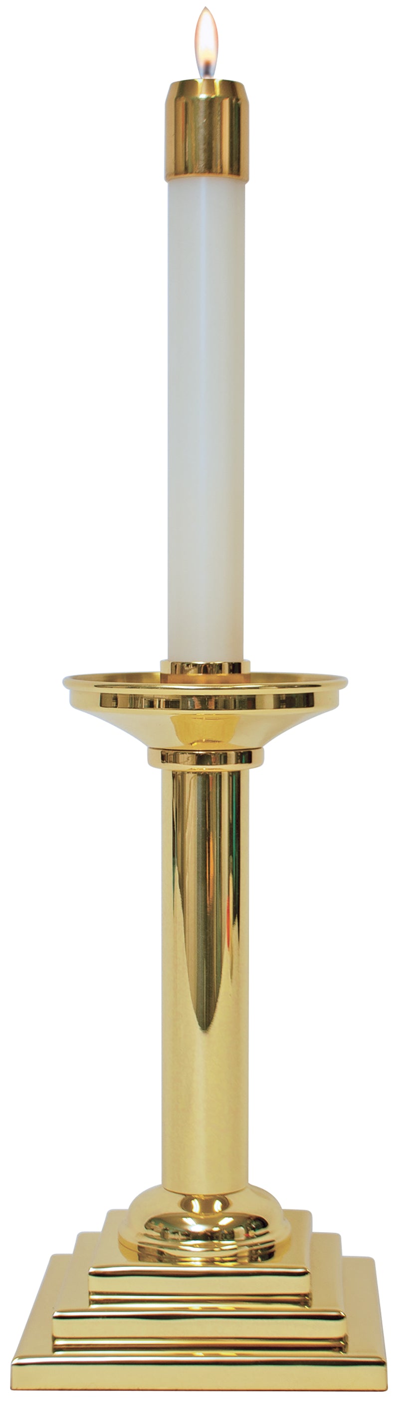 Polished Brass Altar Candlestick | 10" H, 3-Step Base | K-1350 | Koley's Inc.