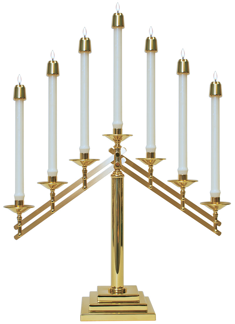 Polished Brass 7-Light Altar Candelabra | 18" H, 3-Step Base | K-1352-7 | Koley's Inc.