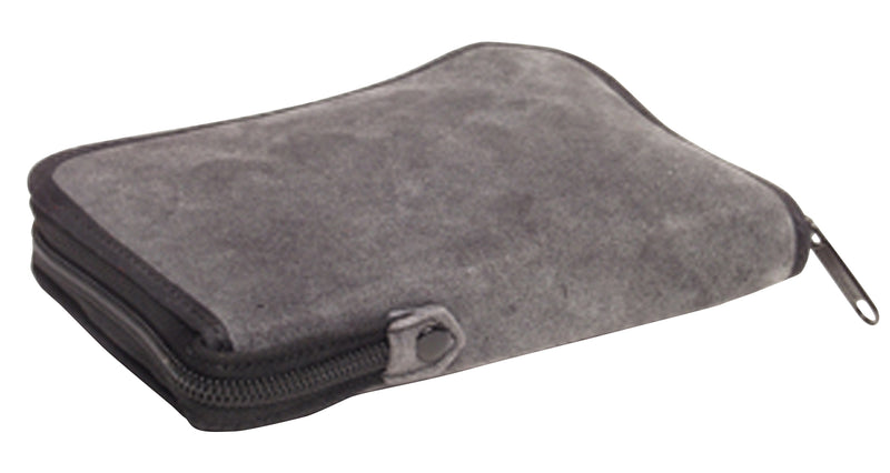 Sick Call Set | Grey Suede Zipper Case, 24K Gold Pyx, Oil Stock, Sprinkler, Crucifix and Stole | K-151 | Koley's Inc.