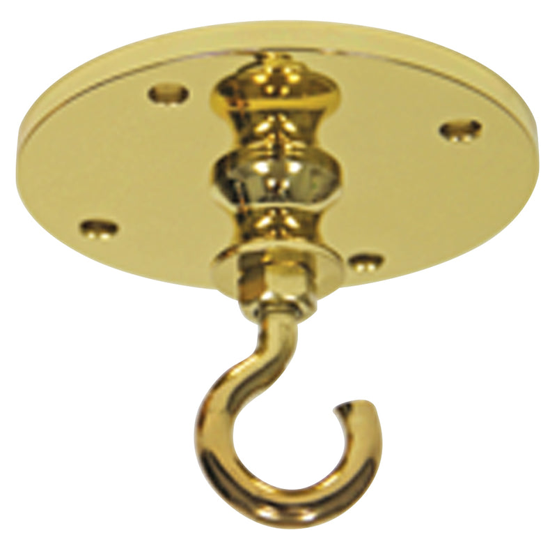 Ceiling Hook with Round Plate Polished Brass | Koley's Inc.