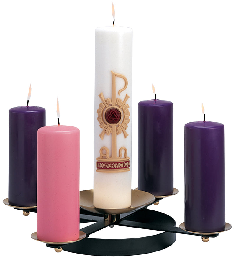 Wrought Iron Advent Wreath with Brass Bobeches | 20" Diameter | K-178 | Koley's Inc.