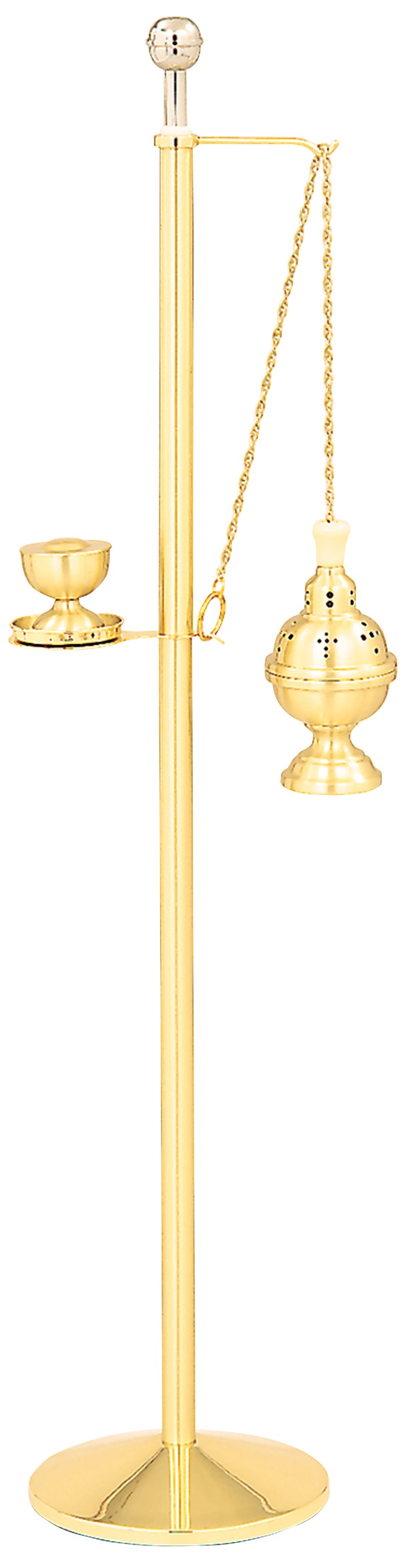 Censer Stand with Holy Water Sprinkler, Brass Two-Tone | Koley's Inc.