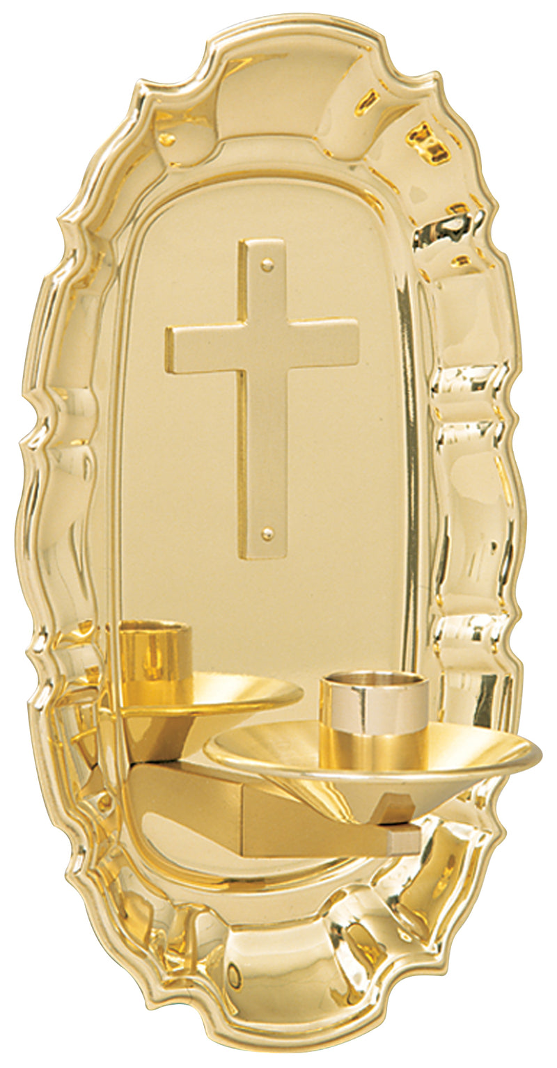 Dedication Wall Candle Bracket, Solid Brass, Bright Finish | Koley's Inc.