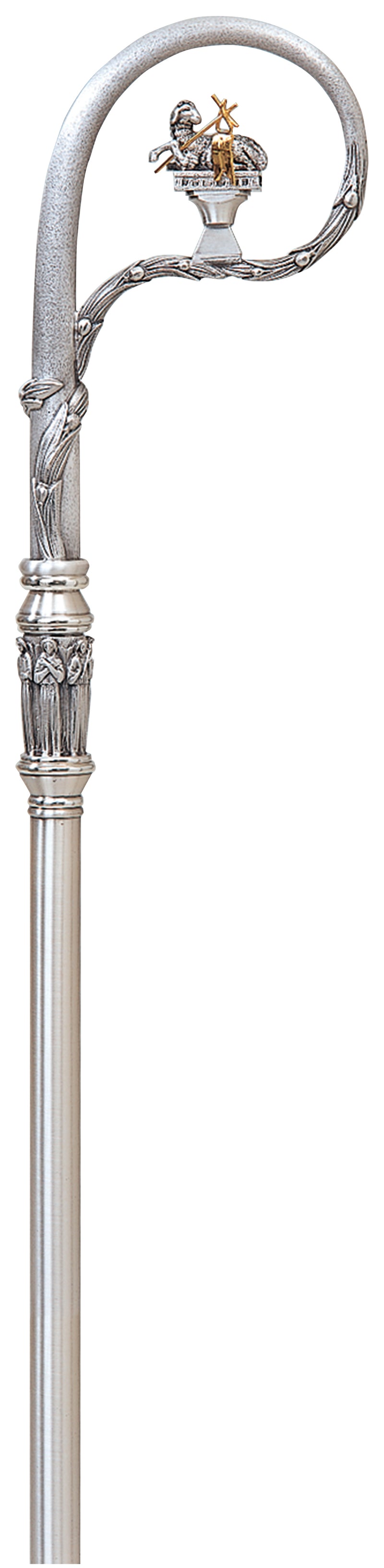Silver Plated Crozier with Agnus Dei and Angels 71" | Koley's Inc.