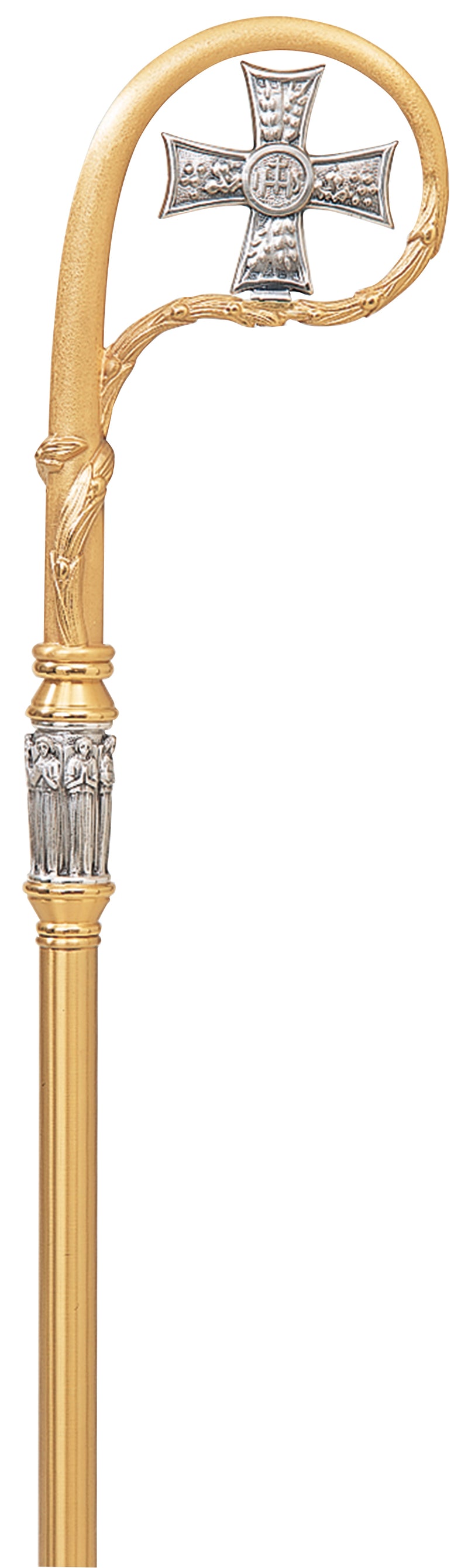 24k Gold Plated Crozier with Cross Symbol and Angels, 71" | Koley's Inc.