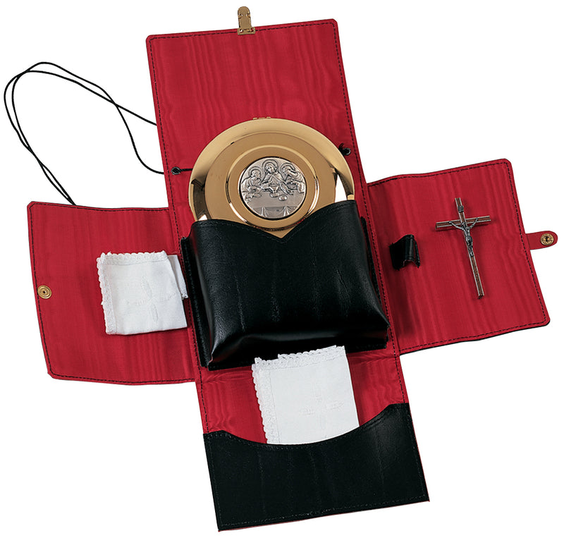 Hospital Pyx and Leather Burse | Gold-Plated 125-Host Pyx, Crucifix and Finger Cloths | K-209 | Koley's Inc.