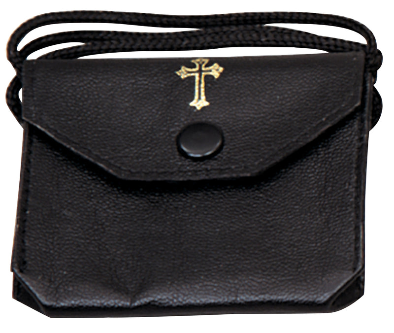 Pyx Burse with Gusset, Genuine Leather with Gold Cross and Neck Cord, Fits 2-1/2" Pyx | Koley's Inc.